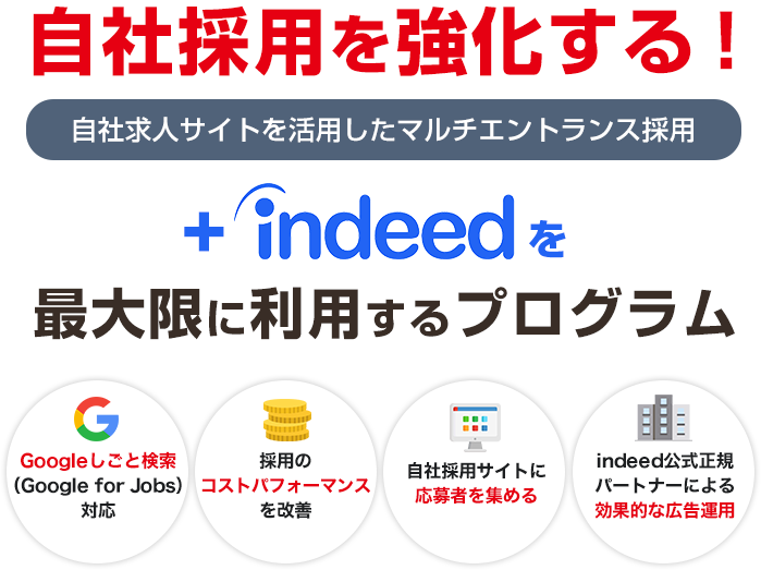自社採用を強化する！自社求人サイトを活用したマルチエントランス採用。＋Indeedを最大限に利用するプログラム