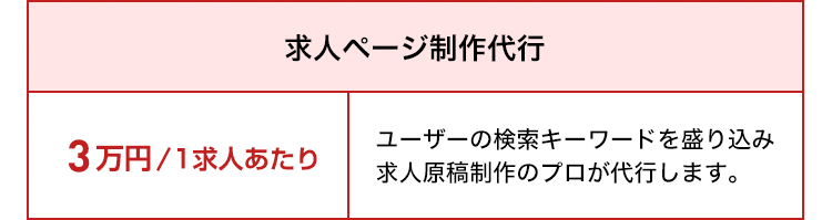 【求人ページ制作代行オプション】3万円/1求人あたり